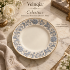 Velnqia™ Celestine — Embossed Porcelain Dessert Plate