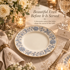 Velnqia™ Celestine — Embossed Porcelain Dessert Plate