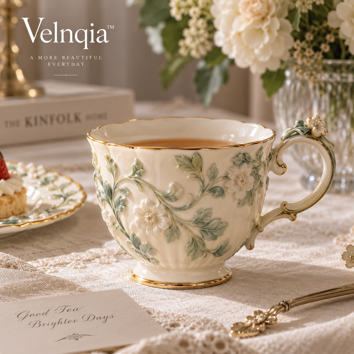 Velnqia™ Seraphine — Sculpted Porcelain Teacup