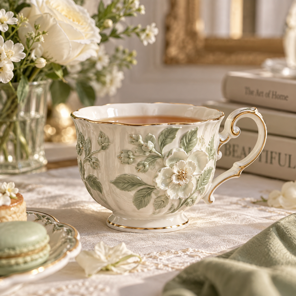 Velnqia™ Seraphine — Sculpted Porcelain Teacup