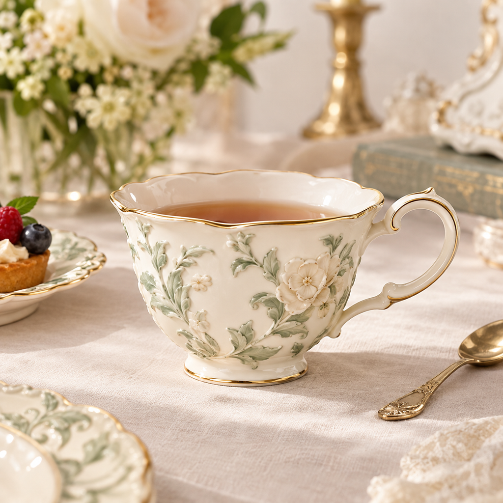 Velnqia™ Seraphine — Sculpted Porcelain Teacup