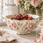 Velnqia™ Rosavelle — Sculpted Porcelain Serving Bowl