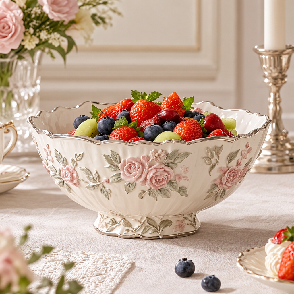 Velnqia™ Rosavelle — Sculpted Porcelain Serving Bowl