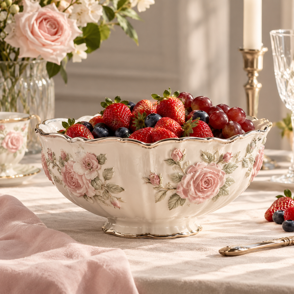 Velnqia™ Rosavelle — Sculpted Porcelain Serving Bowl