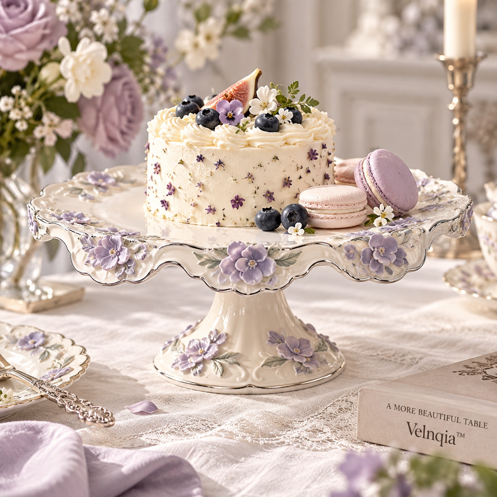 Velnqia™ Marielle — Sculpted Porcelain Cake Stand