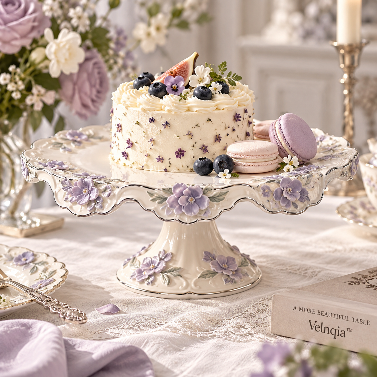 Velnqia™ Marielle — Sculpted Porcelain Cake Stand