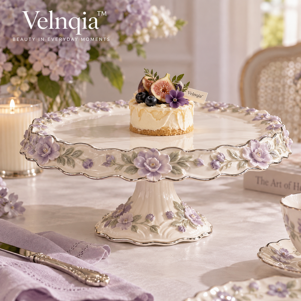 Velnqia™ Marielle — Sculpted Porcelain Cake Stand