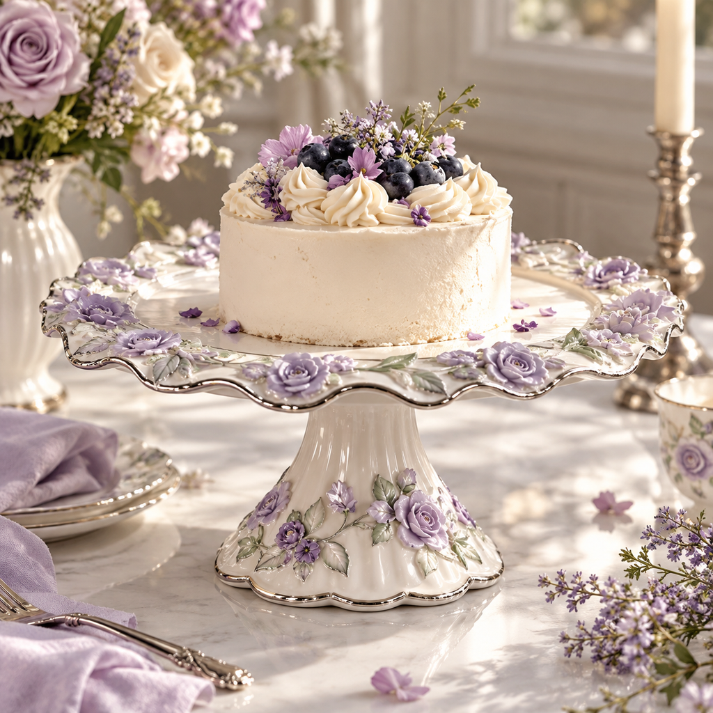 Velnqia™ Marielle — Sculpted Porcelain Cake Stand