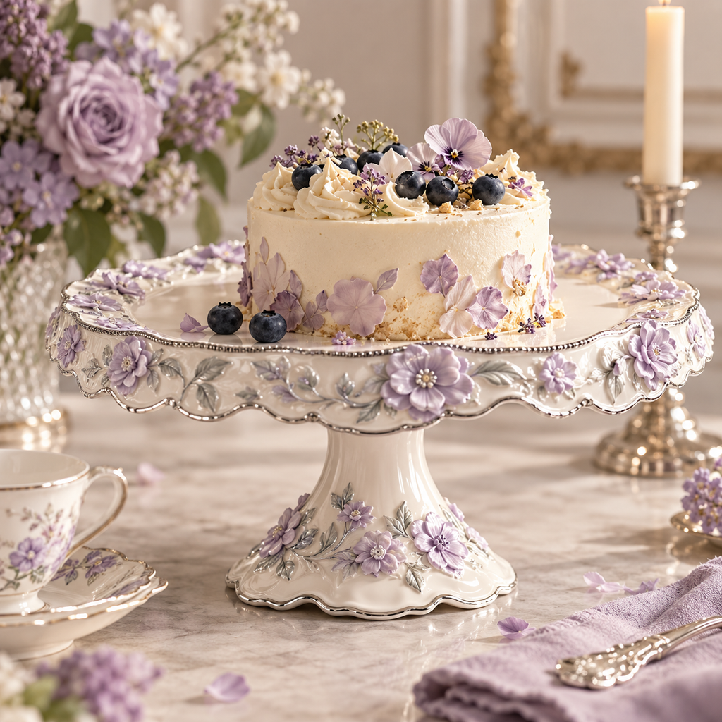 Velnqia™ Marielle — Sculpted Porcelain Cake Stand