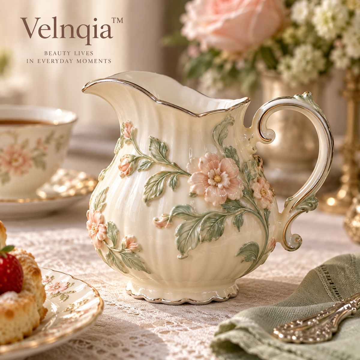 Velnqia™ Elowen — Sculpted Porcelain Creamer