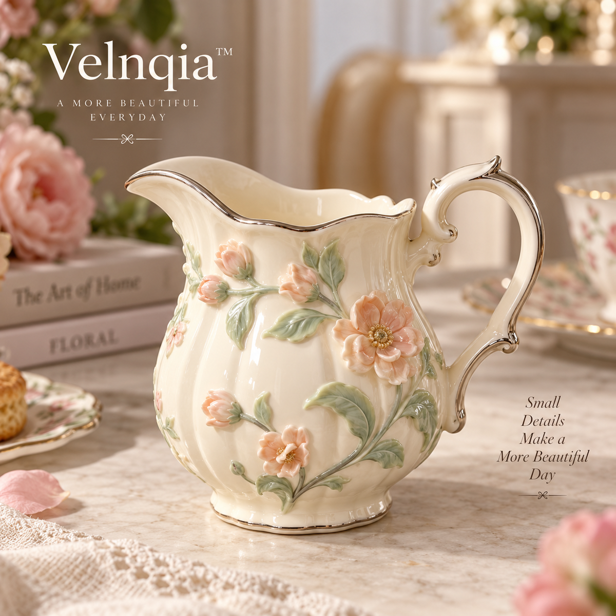 Velnqia™ Elowen — Sculpted Porcelain Creamer