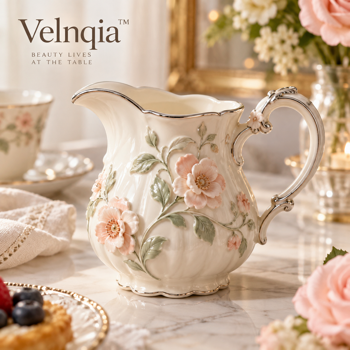 Velnqia™ Elowen — Sculpted Porcelain Creamer