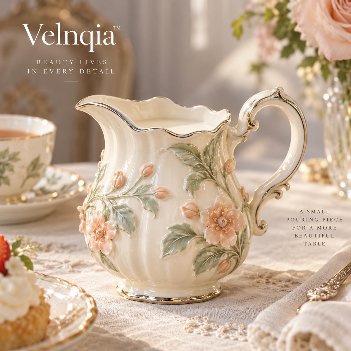 Velnqia™ Elowen — Sculpted Porcelain Creamer