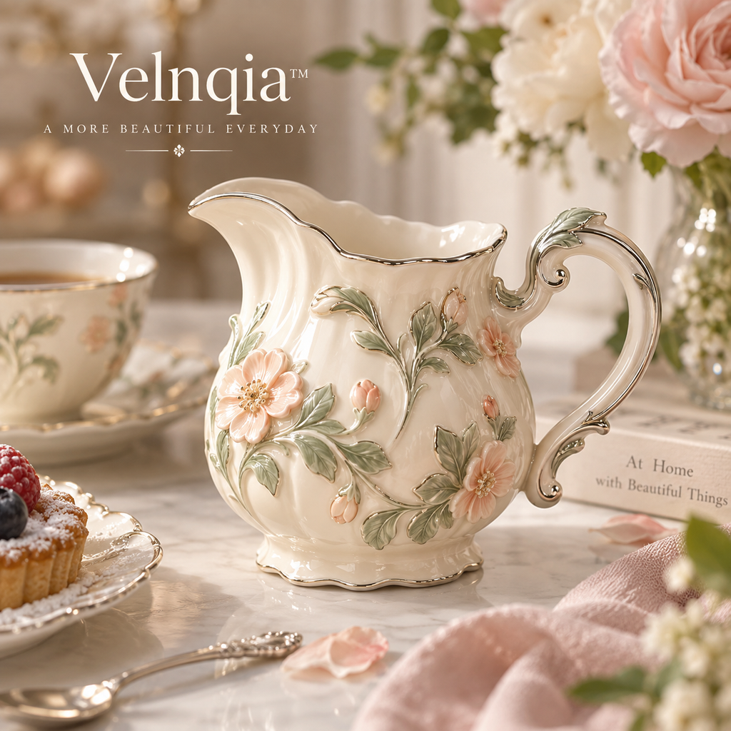 Velnqia™ Elowen — Sculpted Porcelain Creamer