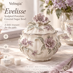 Velnqia™ Evelisse — Sculpted Porcelain Covered Sugar Bowl