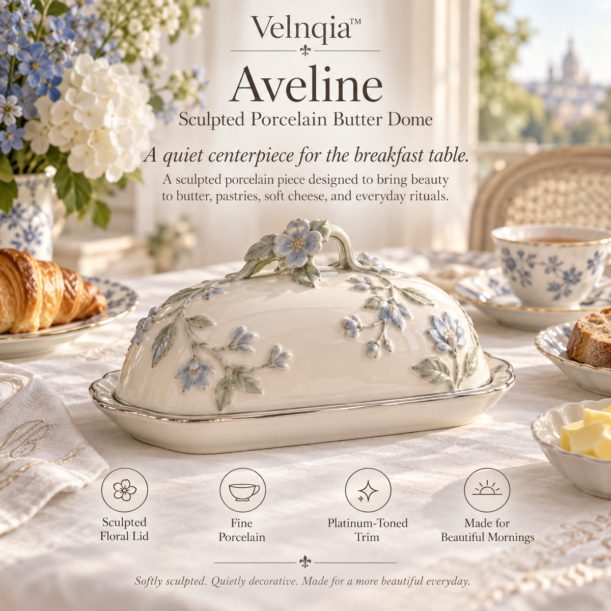Velnqia™ Aveline — Sculpted Porcelain Butter Dome