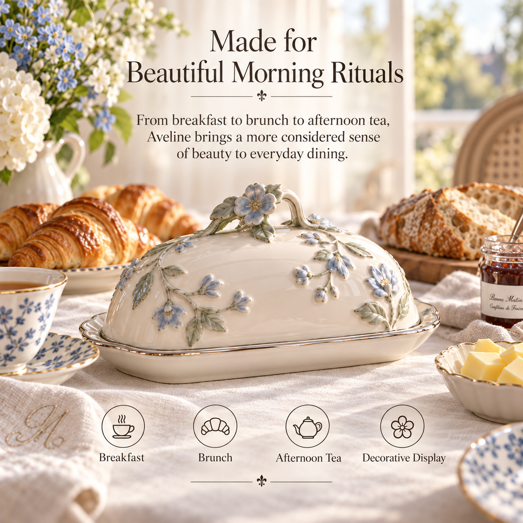 Velnqia™ Aveline — Sculpted Porcelain Butter Dome