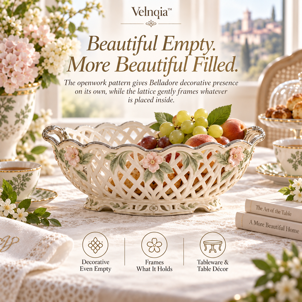 Velnqia™ Belladore — Sculpted Porcelain Bread Basket