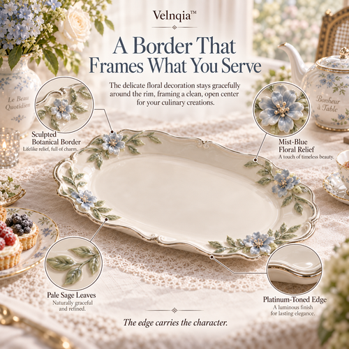 Velnqia™ Clairmont — Sculpted Porcelain Serving Tray