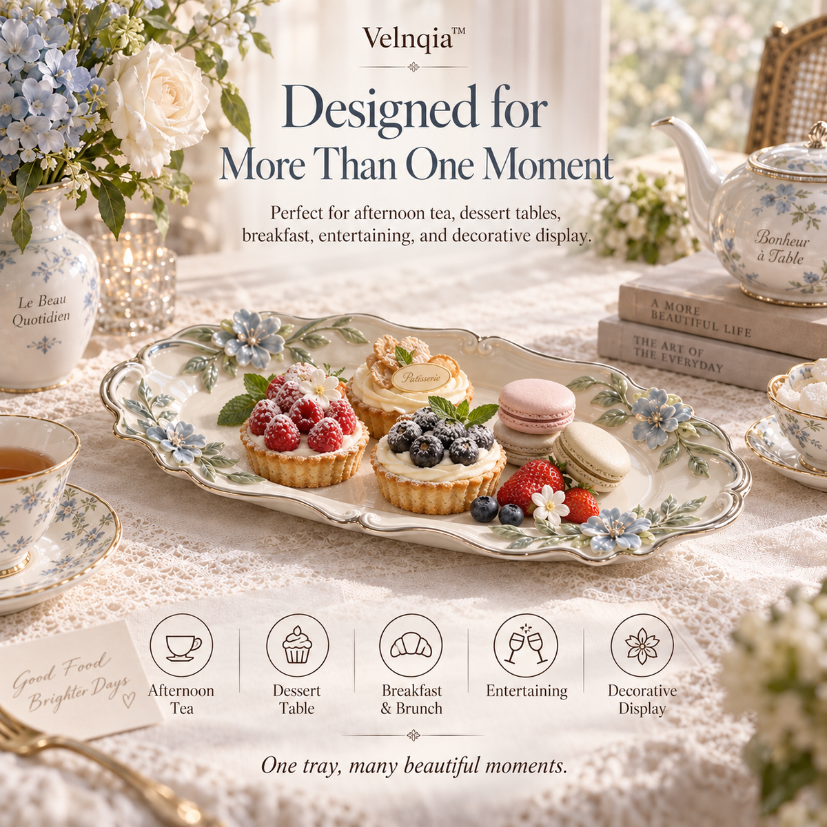 Velnqia™ Clairmont — Sculpted Porcelain Serving Tray