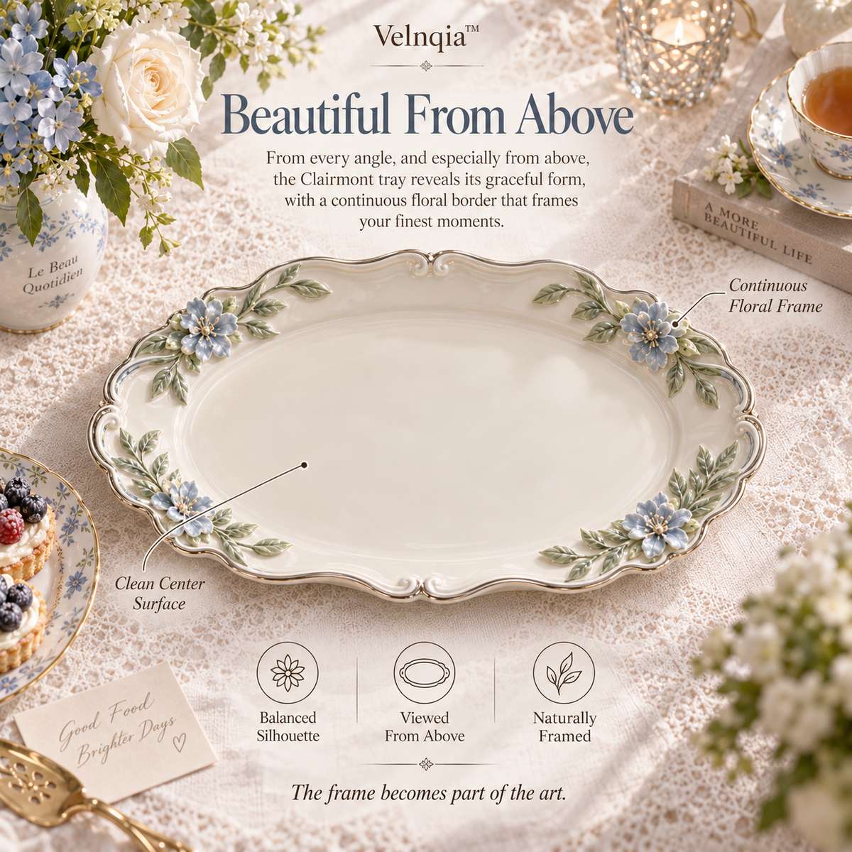 Velnqia™ Clairmont — Sculpted Porcelain Serving Tray