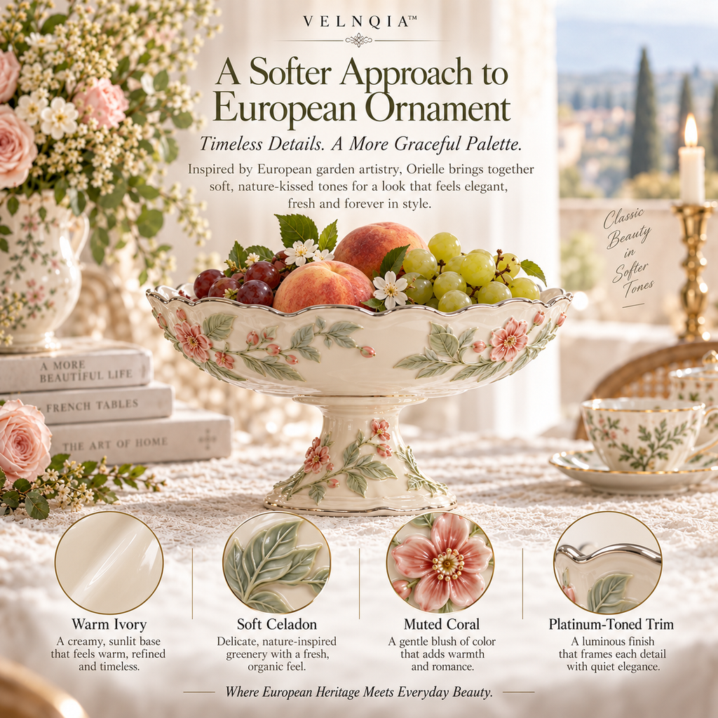Velnqia™ Orielle — Sculpted Porcelain Footed Compote