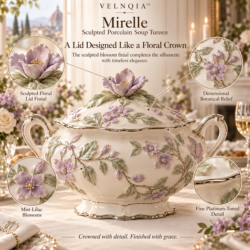 Velnqia™ Mirelle — Sculpted Porcelain Soup Tureen