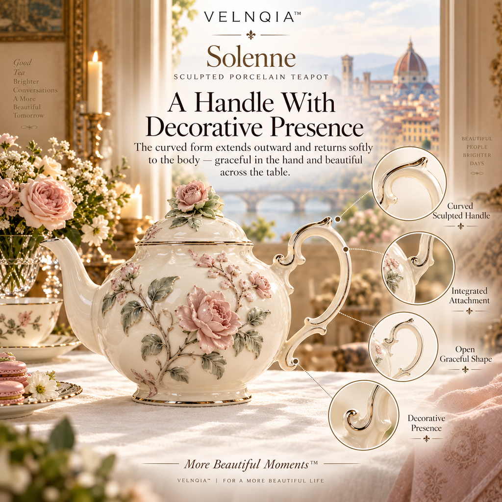 Velnqia™ Solenne — Sculpted Porcelain Teapot