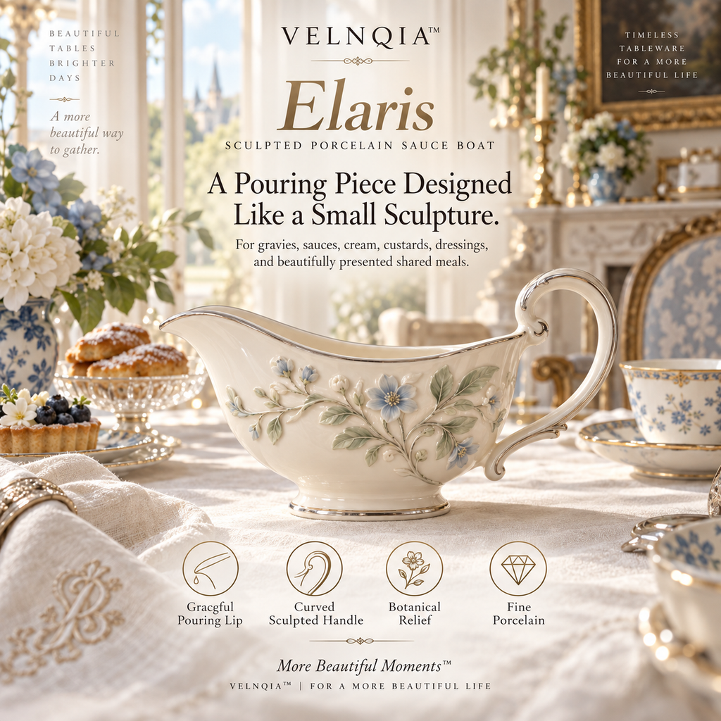 Velnqia™ Elaris — Sculpted Porcelain Sauce Boat